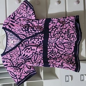 Koi scrub top 2XL navy blue and pink